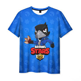 Мужская футболка 3D с принтом BRAWL STARS CROW в городе Новоалтайск, 100% полиэфир | прямой крой, круглый вырез горловины, длина до линии бедер | brawl stars | bull | colt | crow | leon | stars | берли | бо | брок | ворон | джесси | динамайк | дэррил | кольт | леон | мортис | нита | пайпер | пенни | поко | пэм | рикошет | спайк | фрэнк | шелли | эль примо