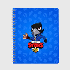 Тетрадь с принтом BRAWL STARS CROW в городе Новоалтайск, 100% бумага | 48 листов, плотность листов — 60 г/м2, плотность картонной обложки — 250 г/м2. Листы скреплены сбоку удобной пружинной спиралью. Уголки страниц и обложки скругленные. Цвет линий — светло-серый
 | Тематика изображения на принте: brawl stars | bull | colt | crow | leon | stars | берли | бо | брок | ворон | джесси | динамайк | дэррил | кольт | леон | мортис | нита | пайпер | пенни | поко | пэм | рикошет | спайк | фрэнк | шелли | эль примо