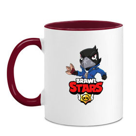 Кружка двухцветная с принтом BRAWL STARS CROW в городе Новоалтайск, керамика | объем — 330 мл, диаметр — 80 мм. Цветная ручка и кайма сверху, в некоторых цветах — вся внутренняя часть | Тематика изображения на принте: brawl stars | bull | colt | crow | leon | stars | берли | бо | брок | ворон | джесси | динамайк | дэррил | кольт | леон | мортис | нита | пайпер | пенни | поко | пэм | рикошет | спайк | фрэнк | шелли | эль примо