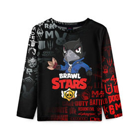 Детский лонгслив 3D с принтом BRAWL STARS CROW в городе Новоалтайск, 100% полиэстер | длинные рукава, круглый вырез горловины, полуприлегающий силуэт
 | brawl stars | bull | colt | crow | leon | stars | берли | бо | брок | ворон | джесси | динамайк | дэррил | кольт | леон | мортис | нита | пайпер | пенни | поко | пэм | рикошет | спайк | фрэнк | шелли | эль примо