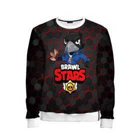 Детский свитшот 3D с принтом BRAWL STARS CROW в городе Новоалтайск, 100% полиэстер | свободная посадка, прямой крой, мягкая тканевая резинка на рукавах и понизу свитшота | Тематика изображения на принте: brawl stars | bull | colt | crow | leon | stars | берли | бо | брок | ворон | джесси | динамайк | дэррил | кольт | леон | мортис | нита | пайпер | пенни | поко | пэм | рикошет | спайк | фрэнк | шелли | эль примо