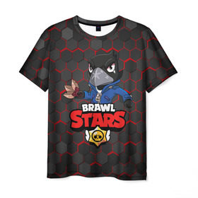 Мужская футболка 3D с принтом BRAWL STARS CROW в городе Новоалтайск, 100% полиэфир | прямой крой, круглый вырез горловины, длина до линии бедер | brawl stars | bull | colt | crow | leon | stars | берли | бо | брок | ворон | джесси | динамайк | дэррил | кольт | леон | мортис | нита | пайпер | пенни | поко | пэм | рикошет | спайк | фрэнк | шелли | эль примо