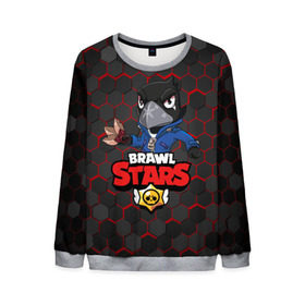 Мужской свитшот 3D с принтом BRAWL STARS CROW в городе Новоалтайск, 100% полиэстер с мягким внутренним слоем | круглый вырез горловины, мягкая резинка на манжетах и поясе, свободная посадка по фигуре | Тематика изображения на принте: brawl stars | bull | colt | crow | leon | stars | берли | бо | брок | ворон | джесси | динамайк | дэррил | кольт | леон | мортис | нита | пайпер | пенни | поко | пэм | рикошет | спайк | фрэнк | шелли | эль примо