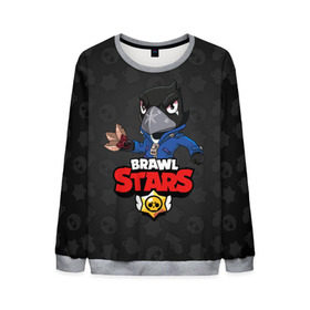 Мужской свитшот 3D с принтом BRAWL STARS CROW в городе Новоалтайск, 100% полиэстер с мягким внутренним слоем | круглый вырез горловины, мягкая резинка на манжетах и поясе, свободная посадка по фигуре | Тематика изображения на принте: brawl stars | bull | colt | crow | leon | stars | берли | бо | брок | ворон | джесси | динамайк | дэррил | кольт | леон | мортис | нита | пайпер | пенни | поко | пэм | рикошет | спайк | фрэнк | шелли | эль примо
