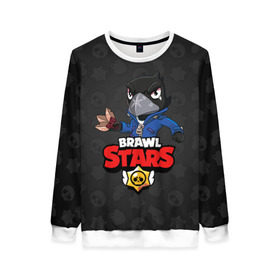 Женский свитшот 3D с принтом BRAWL STARS CROW в городе Новоалтайск, 100% полиэстер с мягким внутренним слоем | круглый вырез горловины, мягкая резинка на манжетах и поясе, свободная посадка по фигуре | brawl stars | bull | colt | crow | leon | stars | берли | бо | брок | ворон | джесси | динамайк | дэррил | кольт | леон | мортис | нита | пайпер | пенни | поко | пэм | рикошет | спайк | фрэнк | шелли | эль примо