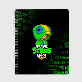 Тетрадь с принтом BRAWL STARS LEON в городе Новоалтайск, 100% бумага | 48 листов, плотность листов — 60 г/м2, плотность картонной обложки — 250 г/м2. Листы скреплены сбоку удобной пружинной спиралью. Уголки страниц и обложки скругленные. Цвет линий — светло-серый
 | Тематика изображения на принте: brawl stars | bull | colt | crow | leon | stars | берли | бо | брок | ворон | джесси | динамайк | дэррил | кольт | леон | мортис | нита | пайпер | пенни | поко | пэм | рикошет | спайк | фрэнк | шелли | эль примо