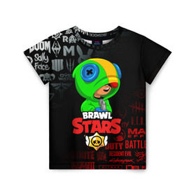 Детская футболка 3D с принтом BRAWL STARS LEON в городе Новоалтайск, 100% гипоаллергенный полиэфир | прямой крой, круглый вырез горловины, длина до линии бедер, чуть спущенное плечо, ткань немного тянется | Тематика изображения на принте: brawl stars | bull | colt | crow | leon | stars | берли | бо | брок | ворон | джесси | динамайк | дэррил | кольт | леон | мортис | нита | пайпер | пенни | поко | пэм | рикошет | спайк | фрэнк | шелли | эль примо