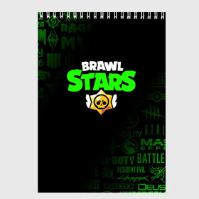Скетчбук с принтом BRAWL STARS в городе Новоалтайск, 100% бумага
 | 48 листов, плотность листов — 100 г/м2, плотность картонной обложки — 250 г/м2. Листы скреплены сверху удобной пружинной спиралью | Тематика изображения на принте: brawl stars | bull | colt | crow | leon | stars | берли | бо | брок | ворон | джесси | динамайк | дэррил | кольт | леон | мортис | нита | пайпер | пенни | поко | пэм | рикошет | спайк | фрэнк | шелли | эль примо
