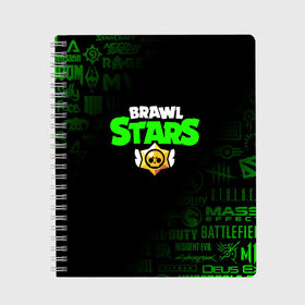 Тетрадь с принтом BRAWL STARS в городе Новоалтайск, 100% бумага | 48 листов, плотность листов — 60 г/м2, плотность картонной обложки — 250 г/м2. Листы скреплены сбоку удобной пружинной спиралью. Уголки страниц и обложки скругленные. Цвет линий — светло-серый
 | Тематика изображения на принте: brawl stars | bull | colt | crow | leon | stars | берли | бо | брок | ворон | джесси | динамайк | дэррил | кольт | леон | мортис | нита | пайпер | пенни | поко | пэм | рикошет | спайк | фрэнк | шелли | эль примо