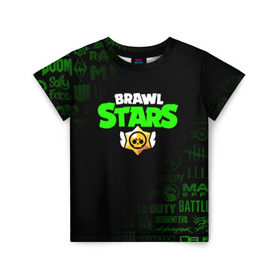 Детская футболка 3D с принтом BRAWL STARS в городе Новоалтайск, 100% гипоаллергенный полиэфир | прямой крой, круглый вырез горловины, длина до линии бедер, чуть спущенное плечо, ткань немного тянется | brawl stars | bull | colt | crow | leon | stars | берли | бо | брок | ворон | джесси | динамайк | дэррил | кольт | леон | мортис | нита | пайпер | пенни | поко | пэм | рикошет | спайк | фрэнк | шелли | эль примо
