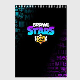 Скетчбук с принтом BRAWL STARS в городе Новоалтайск, 100% бумага
 | 48 листов, плотность листов — 100 г/м2, плотность картонной обложки — 250 г/м2. Листы скреплены сверху удобной пружинной спиралью | Тематика изображения на принте: brawl stars | bull | colt | crow | leon | stars | берли | бо | брок | ворон | джесси | динамайк | дэррил | кольт | леон | мортис | нита | пайпер | пенни | поко | пэм | рикошет | спайк | фрэнк | шелли | эль примо