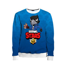 Детский свитшот 3D с принтом BRAWL STARS CROW в городе Новоалтайск, 100% полиэстер | свободная посадка, прямой крой, мягкая тканевая резинка на рукавах и понизу свитшота | Тематика изображения на принте: brawl stars | bull | colt | leon | stars | берли | бо | брок | джесси | динамайк | дэррил | кольт | леон | морти | нита | пайпер | пенни | поко | пэм | рикошет | спайк | фрэнк | шелли | эль примо