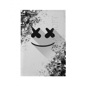 Обложка для паспорта матовая кожа с принтом Marshmello в городе Новоалтайск, натуральная матовая кожа | размер 19,3 х 13,7 см; прозрачные пластиковые крепления | Тематика изображения на принте: dj | marshmello | usa | америка | клубная музыка | мармело | маршмелло | маршмеллоу | музыка | музыкант