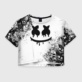 Женская футболка Cropp-top с принтом Marshmello в городе Новоалтайск, 100% полиэстер | круглая горловина, длина футболки до линии талии, рукава с отворотами | dj | marshmello | usa | америка | клубная музыка | мармело | маршмелло | маршмеллоу | музыка | музыкант