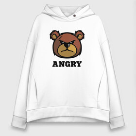 Женское худи Oversize хлопок с принтом Злой мишка ANGRY TEDDY в городе Новоалтайск, френч-терри — 70% хлопок, 30% полиэстер. Мягкий теплый начес внутри —100% хлопок | боковые карманы, эластичные манжеты и нижняя кромка, капюшон на магнитной кнопке | дикий | злой | мишка | стиль | тедди