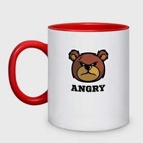 Кружка двухцветная с принтом Злой мишка ANGRY TEDDY в городе Новоалтайск, керамика | объем — 330 мл, диаметр — 80 мм. Цветная ручка и кайма сверху, в некоторых цветах — вся внутренняя часть | Тематика изображения на принте: дикий | злой | мишка | стиль | тедди