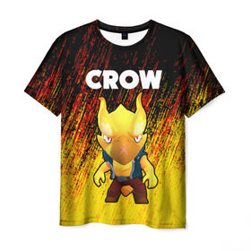 Мужская футболка 3D с принтом BRAWL STARS CROW PHOENIX в городе Новоалтайск, 100% полиэфир | прямой крой, круглый вырез горловины, длина до линии бедер | brawl stars | brawl stars crow | brawl stars crow phoenix | brawl stars leon | brawl stars leon shark | brawl stars robot spike | brawl stars spike | бравл старс