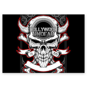 Поздравительная открытка с принтом Hollywood Undead в городе Новоалтайск, 100% бумага | плотность бумаги 280 г/м2, матовая, на обратной стороне линовка и место для марки
 | been | bloody nose | california | hell | lyrics | music | octone | official | psalms | records | rock | song | to | vevo | video | кранккор | метал | рэп рок | электроник
