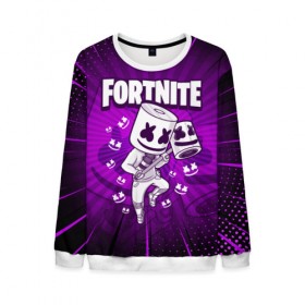 Мужской свитшот 3D с принтом FORTNITE MARSHMELLO в городе Новоалтайск, 100% полиэстер с мягким внутренним слоем | круглый вырез горловины, мягкая резинка на манжетах и поясе, свободная посадка по фигуре | chapter 2 | fortnite | marshmello | диджей | игры | маршмэллоу | молоток | фортнайт