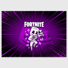 Поздравительная открытка с принтом FORTNITE MARSHMELLO в городе Новоалтайск, 100% бумага | плотность бумаги 280 г/м2, матовая, на обратной стороне линовка и место для марки
 | chapter 2 | fortnite | marshmello | диджей | игры | маршмэллоу | молоток | фортнайт