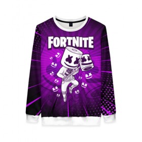 Женский свитшот 3D с принтом FORTNITE MARSHMELLO в городе Новоалтайск, 100% полиэстер с мягким внутренним слоем | круглый вырез горловины, мягкая резинка на манжетах и поясе, свободная посадка по фигуре | chapter 2 | fortnite | marshmello | диджей | игры | маршмэллоу | молоток | фортнайт