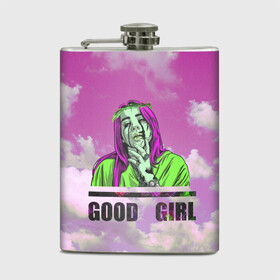 Фляга с принтом GOOD GIRL в городе Новоалтайск, металлический корпус | емкость 0,22 л, размер 125 х 94 мм. Виниловая наклейка запечатывается полностью | Тематика изображения на принте: bad guy | billi | billie | billie eilish | billy | eilish | pink | retrowave | vaporwave | vhs | айлиш | беляш | били | били айлиш | билли айлиш | биляш | вхс | певица | розовый