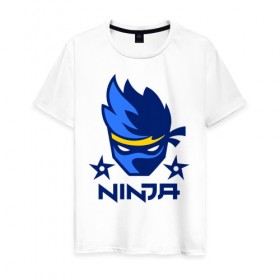 Мужская футболка хлопок с принтом FORTNITE NINJA в городе Новоалтайск, 100% хлопок | прямой крой, круглый вырез горловины, длина до линии бедер, слегка спущенное плечо. | chapter 2 | fortnite | fortnite ninja | ninja | игры | ниндзя | нинзя | сюрекен | фортнайт