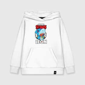 Детская толстовка хлопок с принтом BRAWL STARS LEON SHARK в городе Новоалтайск, 100% хлопок | Круглый горловой вырез, эластичные манжеты, пояс, капюшен | brawl stars | bull | colt | crow | leon | leon shark | shark | stars | акула | берли | ворон | динамайк | кольт | леон | леон акула | нита | спайк | шелли | эль примо