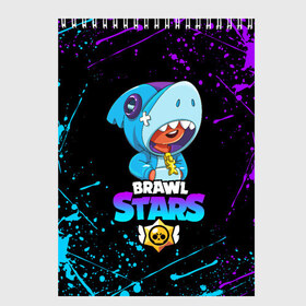 Скетчбук с принтом BRAWL STARS LEON SHARK в городе Новоалтайск, 100% бумага
 | 48 листов, плотность листов — 100 г/м2, плотность картонной обложки — 250 г/м2. Листы скреплены сверху удобной пружинной спиралью | brawl stars | bull | colt | crow | leon | leon shark | shark | stars | акула | берли | ворон | динамайк | кольт | леон | леон акула | нита | спайк | шелли | эль примо