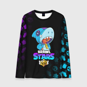 Мужской лонгслив 3D с принтом BRAWL STARS LEON SHARK в городе Новоалтайск, 100% полиэстер | длинные рукава, круглый вырез горловины, полуприлегающий силуэт | brawl stars | bull | colt | crow | leon | leon shark | shark | stars | акула | берли | ворон | динамайк | кольт | леон | леон акула | нита | спайк | шелли | эль примо