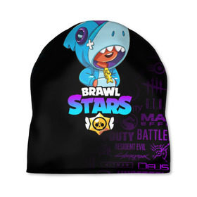 Шапка 3D с принтом BRAWL STARS LEON SHARK в городе Новоалтайск, 100% полиэстер | универсальный размер, печать по всей поверхности изделия | brawl stars | bull | colt | crow | leon | leon shark | shark | stars | акула | берли | ворон | динамайк | кольт | леон | леон акула | нита | спайк | шелли | эль примо