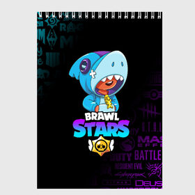 Скетчбук с принтом BRAWL STARS LEON SHARK в городе Новоалтайск, 100% бумага
 | 48 листов, плотность листов — 100 г/м2, плотность картонной обложки — 250 г/м2. Листы скреплены сверху удобной пружинной спиралью | brawl stars | bull | colt | crow | leon | leon shark | shark | stars | акула | берли | ворон | динамайк | кольт | леон | леон акула | нита | спайк | шелли | эль примо