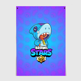 Постер с принтом BRAWL STARS LEON SHARK в городе Новоалтайск, 100% бумага
 | бумага, плотность 150 мг. Матовая, но за счет высокого коэффициента гладкости имеет небольшой блеск и дает на свету блики, но в отличии от глянцевой бумаги не покрыта лаком | brawl stars | bull | colt | crow | leon | leon shark | shark | stars | акула | берли | ворон | динамайк | кольт | леон | леон акула | нита | спайк | шелли | эль примо