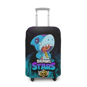 Чехол для чемодана 3D с принтом BRAWL STARS LEON SHARK в городе Новоалтайск, 86% полиэфир, 14% спандекс | двустороннее нанесение принта, прорези для ручек и колес | brawl stars | bull | colt | crow | leon | leon shark | shark | stars | акула | берли | ворон | динамайк | кольт | леон | леон акула | нита | спайк | шелли | эль примо