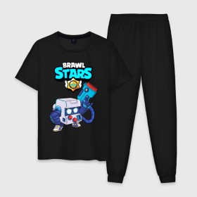 Мужская пижама хлопок с принтом BRAWL STARS 8-BIT в городе Новоалтайск, 100% хлопок | брюки и футболка прямого кроя, без карманов, на брюках мягкая резинка на поясе и по низу штанин
 | 8 bit | 8 бит | brawl stars | bull | colt | crow | leon | leon shark | shark | stars | акула | берли | ворон | динамайк | кольт | леон | леон акула | нита | спайк | шелли | эль примо