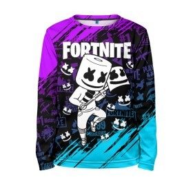 Детский лонгслив 3D с принтом FORTNITE MARSHMELLO в городе Новоалтайск, 100% полиэстер | длинные рукава, круглый вырез горловины, полуприлегающий силуэт
 | fnchap2 | fortnite | fortnite 2 | fortnite x | marshmello | ninja | ninja hyper streamer | ninja streamer | streamer | tyler blevins | маршмелло | ниндзя | фортнайт | фортнайт 2 | фортнайт глава 2
