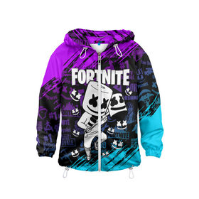 Детская ветровка 3D с принтом FORTNITE MARSHMELLO в городе Новоалтайск, 100% полиэстер | подол и капюшон оформлены резинкой с фиксаторами, по бокам два кармана без застежек, один потайной карман на груди | fnchap2 | fortnite | fortnite 2 | fortnite x | marshmello | ninja | ninja hyper streamer | ninja streamer | streamer | tyler blevins | маршмелло | ниндзя | фортнайт | фортнайт 2 | фортнайт глава 2