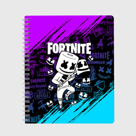 Тетрадь с принтом FORTNITE MARSHMELLO в городе Новоалтайск, 100% бумага | 48 листов, плотность листов — 60 г/м2, плотность картонной обложки — 250 г/м2. Листы скреплены сбоку удобной пружинной спиралью. Уголки страниц и обложки скругленные. Цвет линий — светло-серый
 | fnchap2 | fortnite | fortnite 2 | fortnite x | marshmello | ninja | ninja hyper streamer | ninja streamer | streamer | tyler blevins | маршмелло | ниндзя | фортнайт | фортнайт 2 | фортнайт глава 2