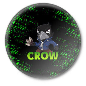 Значок с принтом Brawl Stars CROW в городе Новоалтайск,  металл | круглая форма, металлическая застежка в виде булавки | Тематика изображения на принте: brawl | brawl stars | crow | leon | stars | бравл | бравл старс | браво старс | ворон | ворона | игра | компьютерная | кров | леон | онлайн | старс