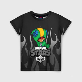 Детская футболка 3D с принтом BRAWL STARS LEON в городе Новоалтайск, 100% гипоаллергенный полиэфир | прямой крой, круглый вырез горловины, длина до линии бедер, чуть спущенное плечо, ткань немного тянется | android | brawl stars | games | leon | mobile | stars | игры | леон | мобильные игры