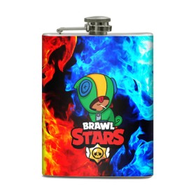 Фляга с принтом BRAWL STARS LEON в городе Новоалтайск, металлический корпус | емкость 0,22 л, размер 125 х 94 мм. Виниловая наклейка запечатывается полностью | Тематика изображения на принте: android | brawl stars | games | leon | mobile | stars | игры | леон | мобильные игры