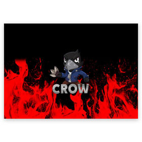 Поздравительная открытка с принтом Brawl Stars CROW в городе Новоалтайск, 100% бумага | плотность бумаги 280 г/м2, матовая, на обратной стороне линовка и место для марки
 | brawl | brawl stars | crow | leon | stars | бравл | бравл старс | браво старс | ворон | ворона | игра | компьютерная | кров | леон | онлайн | старс