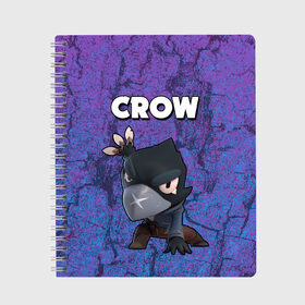 Тетрадь с принтом BRAWL STARS CROW в городе Новоалтайск, 100% бумага | 48 листов, плотность листов — 60 г/м2, плотность картонной обложки — 250 г/м2. Листы скреплены сбоку удобной пружинной спиралью. Уголки страниц и обложки скругленные. Цвет линий — светло-серый
 | brawl stars | brawl stars crow | brawl stars crow phoenix | brawl stars leon | brawl stars leon shark | brawl stars robot spike | brawl stars spike | бравл старс