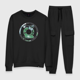 Женский костюм хлопок с принтом Green Lantern в городе Новоалтайск, 100% хлопок | на свитшоте круглая горловина, мягкая резинка по низу. Брюки заужены к низу, на них два вида карманов: два 