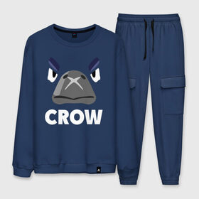 Мужской костюм хлопок с принтом Brawl Stars CROW в городе Новоалтайск, 100% хлопок | на свитшоте круглая горловина, мягкая резинка по низу. Брюки заужены к низу, на них два вида карманов: два “обычных” по бокам и два объемных, с клапанами, расположенные ниже линии бедра. Брюки с мягкой трикотажной резинкой на поясе и по низу штанин. В поясе для дополнительного комфорта — широкие завязки | brawl | brawl stars | crow | leon | stars | бравл | бравл старс | браво старс | ворон | ворона | игра | компьютерная | костюм | кофта | кров | леон | онлайн | старс