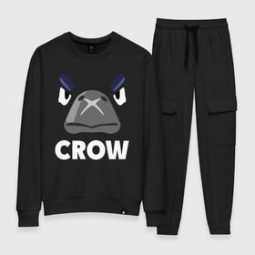 Женский костюм хлопок с принтом Brawl Stars CROW в городе Новоалтайск, 100% хлопок | на свитшоте круглая горловина, мягкая резинка по низу. Брюки заужены к низу, на них два вида карманов: два 