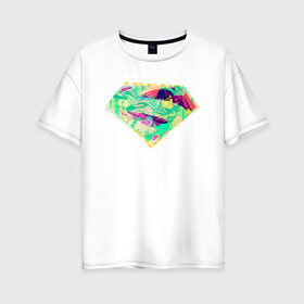 Женская футболка хлопок Oversize с принтом Superman logo в городе Новоалтайск, 100% хлопок | свободный крой, круглый ворот, спущенный рукав, длина до линии бедер
 | clark kent | shtatjl | superman | кларк кент | супермен | супермэн