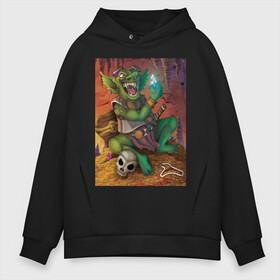 Мужское худи Oversize хлопок с принтом Greedy Goblin в городе Новоалтайск, френч-терри — 70% хлопок, 30% полиэстер. Мягкий теплый начес внутри —100% хлопок | боковые карманы, эластичные манжеты и нижняя кромка, капюшон на магнитной кнопке | greedy goblin жадный гоблин