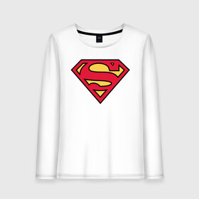 Женский лонгслив хлопок с принтом Superman logo в городе Новоалтайск, 100% хлопок |  | clark kent | superman | кларк кент | супермен | супермэн