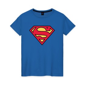 Женская футболка хлопок с принтом Superman logo в городе Новоалтайск, 100% хлопок | прямой крой, круглый вырез горловины, длина до линии бедер, слегка спущенное плечо | clark kent | superman | кларк кент | супермен | супермэн